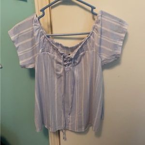 Blue and white blouse